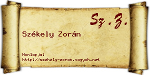 Székely Zorán névjegykártya